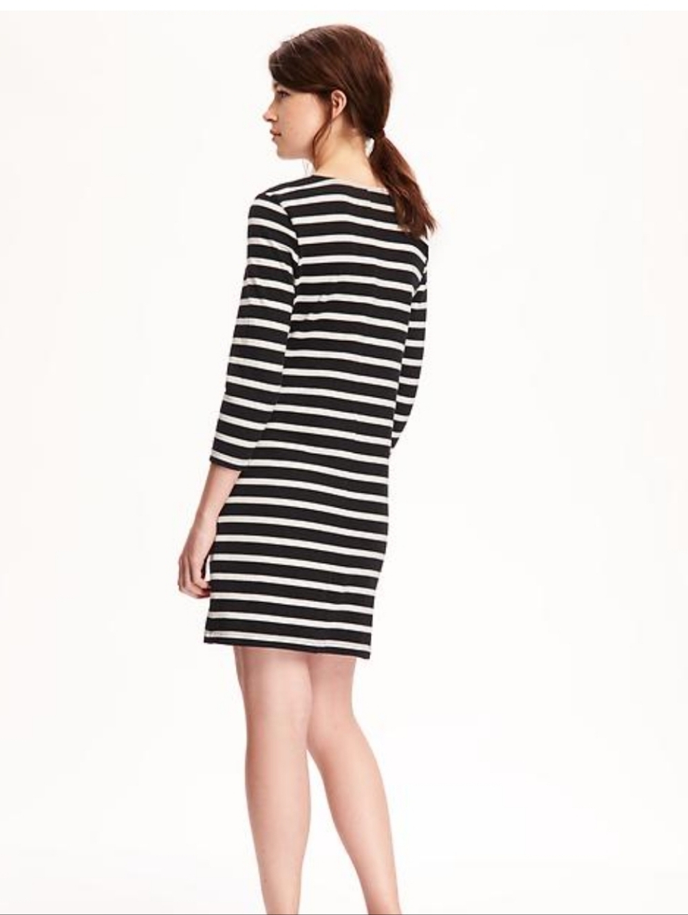Old Navy M Black Gray Striped Dress 3521-AG